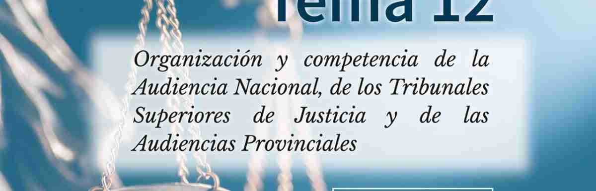 Tema 12. Organización y competencia de la Audiencia Nacional, de los Tribunales Superiores de Justicia y de las Audiencias Provinciales
